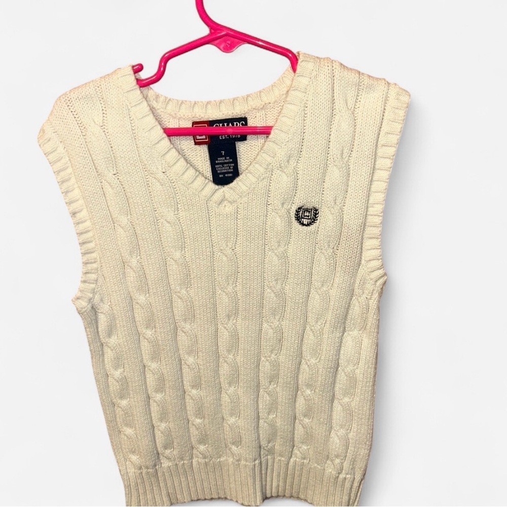 Chaps Kids Cream Cable Knit V-Neck Top